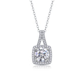 2-Carat Moissanite Square Pendant Necklace in S925 Sterling Silver