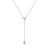 1Tassel Moissanite Pendant Necklace in S925 Sterling Silver with Platinum Plating