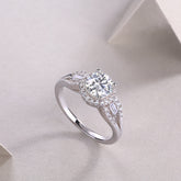 S925 Silver Moissanite Wedding Ring with 1 Carat Center Stone Elegant Split Shank Design