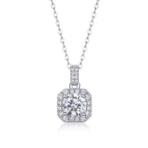 1Dawn Light 1-Carat Moissanite Pendant Necklace in S925 Sterling Silver with Platinum Plating