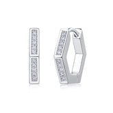 S925 Sterling Silver Hexagonal Hoop Moissanite Stud Earrings Modern & Elegant Fine Jewelry