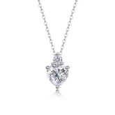 Heart-Shaped Moissanite Pendant Necklace in S925 Sterling Silver with Platinum Plating