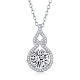 1Curve 2-Carat Moissanite Pendant Necklace in S925 Sterling Silver with Platinum Plating