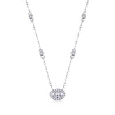 Egg-Shaped Moissanite Pendant Necklace in S925 Sterling Silver with Platinum Plating