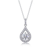 1Heart Charm Sterling Silver Necklace with 1-Carat Moissanite Pendant Elegant Teardrop Design