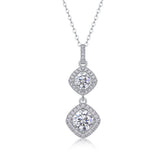 1Carat Moissanite Pendant Necklace in S925 Sterling Silver with Platinum Plating