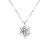 1-Carat Moissanite Hexagon Pendant Necklace in S925 Sterling Silver - Modern & Elegant