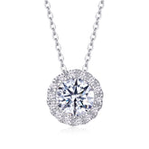 2-Carat Moissanite Pendant Necklace in S925 Sterling Silver with Platinum Plating
