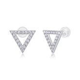 S925 Silver Triangle Moissanite Stud Earrings Modern Elegant Fine Jewelry