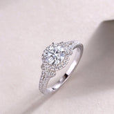 S925 Silver Large Moissanite Wedding Ring Elegant Sparkling Design