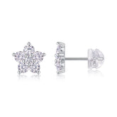 1Paris Flower S925 Sterling Silver Moissanite Stud Earrings Elegant Floral Design