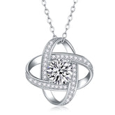 1Carat Moissanite Sterling Silver Pendant with Platinum Plating Elegant Floral Design