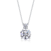 3-Carat Moissanite Pendant Necklace in S925 Sterling Silver with Platinum Plating - Modern & Elegant