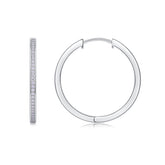 1Moon Sea Sterling Silver Hoop Earrings with Moissanite Accents Modern Elegant Fine Jewelry