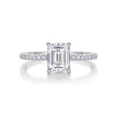S925 Silver 1Square Moissanite Ring with Octagonal Stone Luxury Fashion