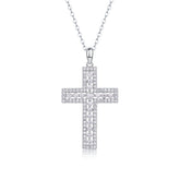 S925 Sterling Silver Cross Pendant Necklace with Moissanite Accent