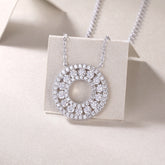 S925 Sterling Silver Moissanite Circle Pendant Necklace Modern Elegant Jewelry