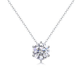 1Afternoon Rose S925 Sterling Silver Moissanite Pendant Necklace with Platinum Plating Modern Elegant Fine Jewelry
