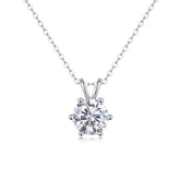 Luxury S925 Silver Moissanite Pendant Necklace 2 Carat Round Cut