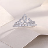 S925 Silver Moissanite Crown Ring Elegant Luxury Design