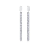 Moissanite Silver Stud Earrings Luxury Long Bar Design