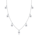 1Star Love Sterling Silver Moissanite Star Pendant Necklace Set Modern Elegant Fine Jewelry