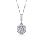 S925 Sterling Silver Moissanite Pendant Necklace with Platinum-Plated Finish