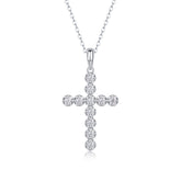 S925 Silver Moissanite Cross Pendant Necklace 40cm Elegant Fine Jewelry