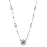 1-Carat Moissanite Pendant Necklace in S925 Sterling Silver with Platinum Plating