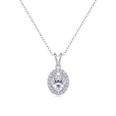 1Infinite Moissanite Pendant Necklace in S925 Sterling Silver with Platinum Plating - Modern Elegant Oval Design