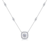 1Sweet Moissanite Pendant Necklace Set in S925 Sterling Silver with Platinum Plating