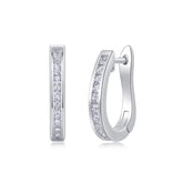 S925 Sterling Silver Moissanite Hoop Earrings with Platinum-Plated Finish