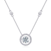 1Carat Moissanite Pendant Necklace in S925 Sterling Silver with Platinum-Plated Accent