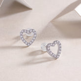 S925 Sterling Silver Heart-Shaped Moissanite Stud Earrings Modern Elegant Design