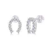 S925 Silver Moissanite Stud Earrings with Horseshoe Design