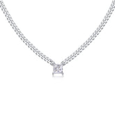 S925 Sterling Silver Square Moissanite Pendant Necklace Modern Elegant Fine Jewelry