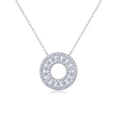 Luxury Moissanite Pendant Necklace in S925 Silver with Double Halo Design 40cm Chain