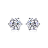 S925 Silver Moissanite Stud Earrings Classic Six-Prong Luxury Fine Jewelry