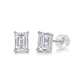 Octagonal Moissanite Stud Earrings in S925 Silver - Modern & Elegant