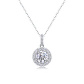 S925 Sterling Silver 2-Carat Moissanite Halo Pendant Necklace Modern & Elegant