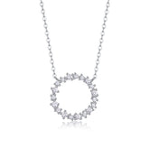 S925 Sterling Silver Moissanite Circle Pendant Necklace with Platinum Plating
