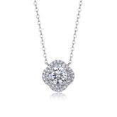 1Lucky Flower Moissanite Pendant in S925 Sterling Silver with Platinum Plating