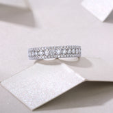 Elegant Multi-row Moissanite S925 Silver Ring Modern Fashion Band