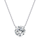 2-Carat Moissanite Pendant Necklace in S925 Sterling Silver with Platinum Plating - Modern & Elegant