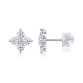 S925 Sterling Silver Moissanite Stud Earrings Floral Cluster Design