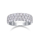 Multi-row Moissanite S925 Silver Ring Modern Elegant Fine Jewelry