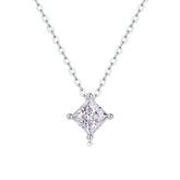 Square Moissanite Pendant Necklace in S925 Silver 40cm Chain