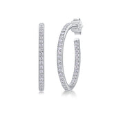 1Ribbon Square Moissanite S925 Sterling Silver Hoop Earrings Platinum-Plated Studs