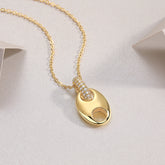 S925 Sterling Silver Gold Plated Moissanite Pendant Necklace Modern Elegant Jewelry