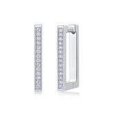 S925 Sterling Silver Moissanite Stud Earrings Elegant Platinum-Plated Rectangle Design